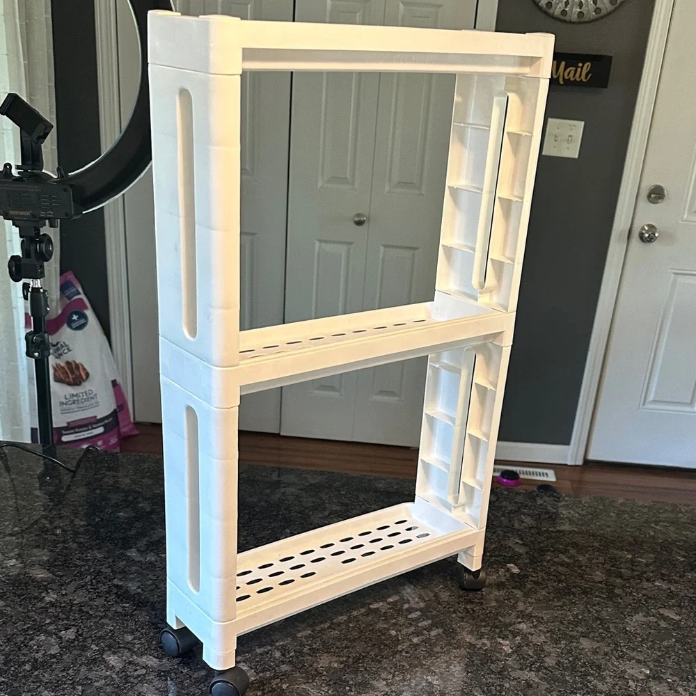 White Rolling Storage Cart With Hanger Option 25.5